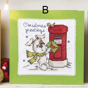 CD029 14ct Cross Stitch Kit Card Package Greeting Card Needlework Embroidery Crafts Counted Cross-Stitching Kits Christmas Gift CD029-B