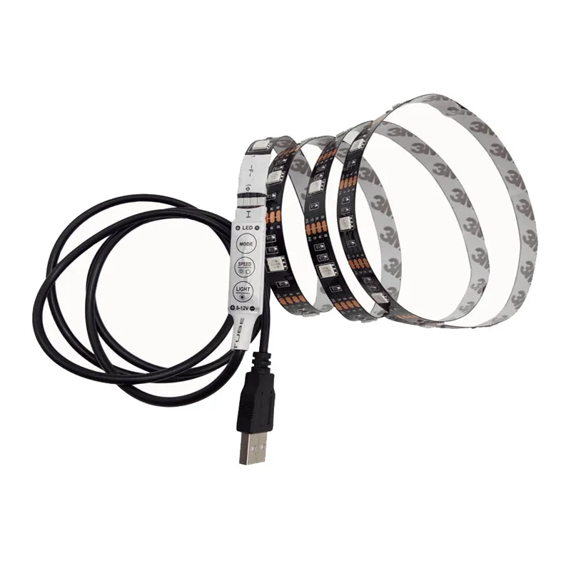 USB Светодиодная лента 5050 RGB сменный светодиодный фоновый светильник для ТВ 50 см 1 м 2 м 3 м 4 м 5 м DIY гибкий светодиодный светильник
