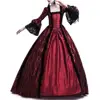 Vintage Women Medieval Gothic Square Neck Flare Sleeve Lace Patchwork Maxi Dress ► Photo 1/6