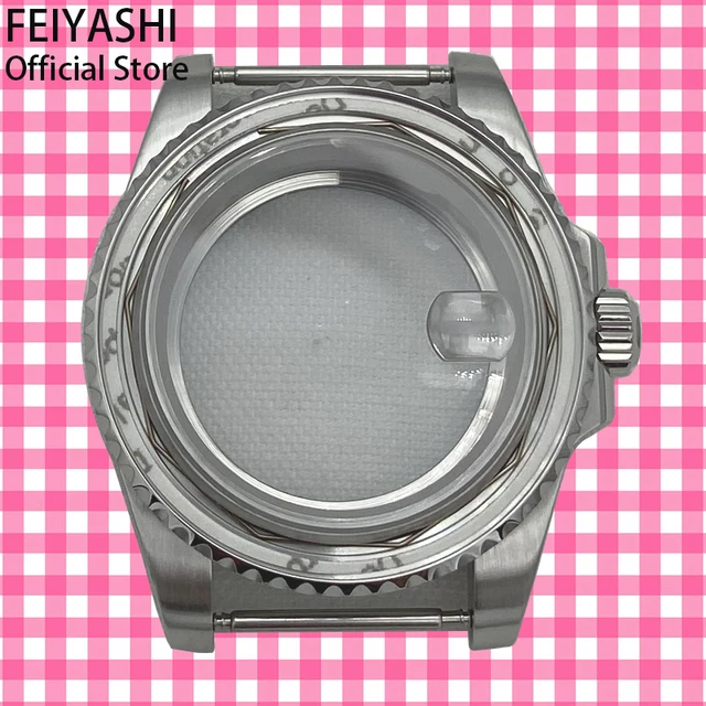 40mm Stainless Steel Men's Watches Case Submariner Sapphire Glass Parts Fit nh35 nh36 miyota 8215 eta 2824 Movement 28.5mm Dial Glass bottom cover 2