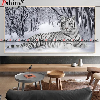 

PSHINY 5D DIY Diamond embroidery sale tiger animal picture Full drill with round rhinestone Diamond Painting cross stitch new