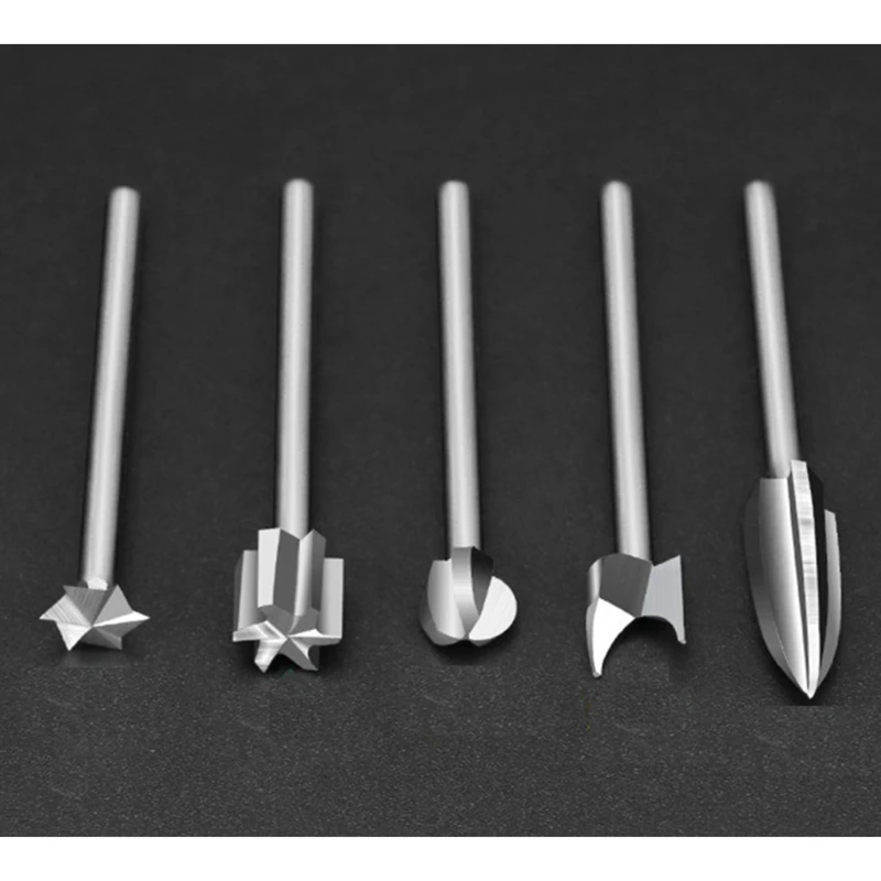 5PCS Wood Engraving Drill Bit Set,Milling Cutters Steel Sharp Edges Woodworking Drilling Tools Wood Carving Knives wood pellet press