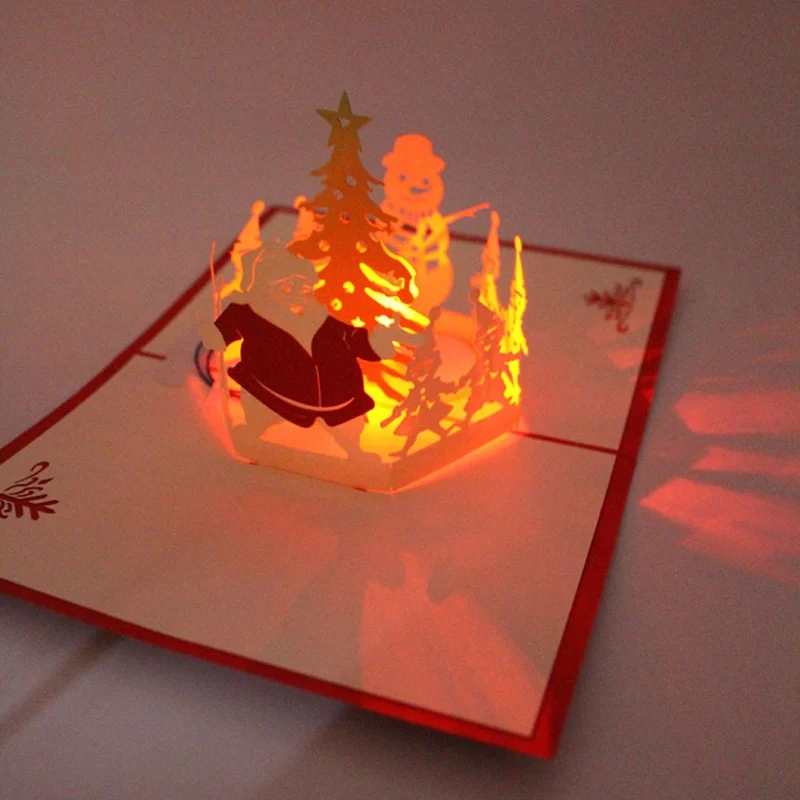 1 шт. 3D лазерный светильник для поздравительных открыток, подарков, бумажных поделок ручной работы на день рождения, Рождество, музыкальная бумажная открытка