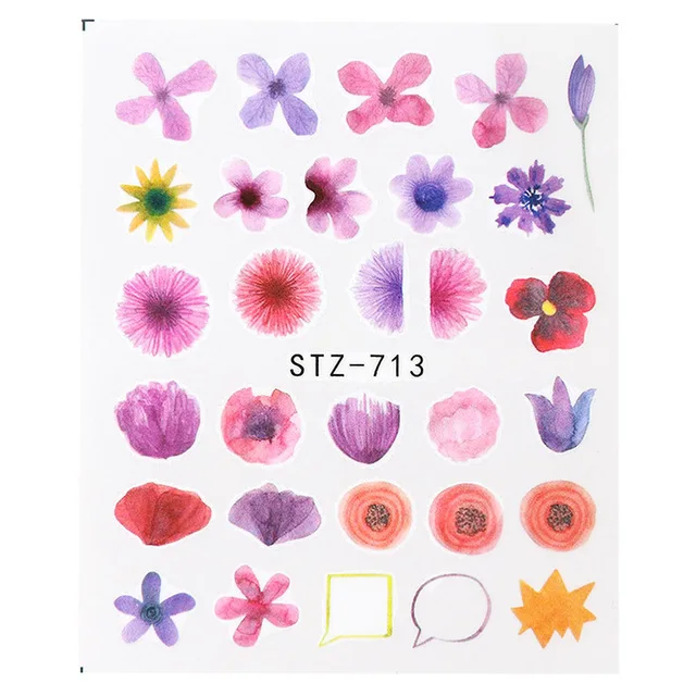Стиль Маникюр водяная маркировка клейкая бумага 24 одной модели цветок мировой серии Цветочные наклейки ногтей акварельные розы STZ707-7