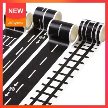 

Eco Friendly Black White Washi Tape Adhesive Railway Washi Sticky Paper Tape Road Traffic For Kids Toy Tapes,wide Stationer D5Y4