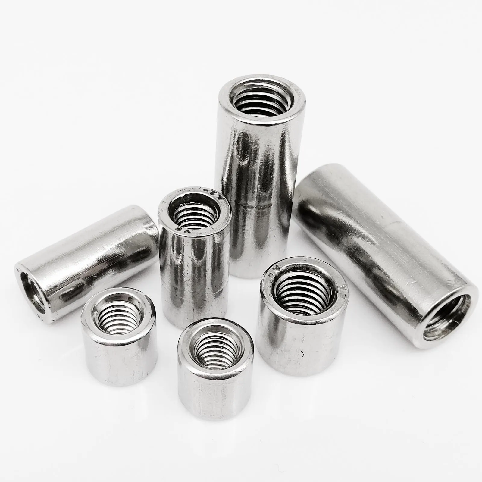 25PCS M4 M5 M6 M8 M10 Stainless Steel Lengthened Nuts Thicker Cylinder Union Nut 