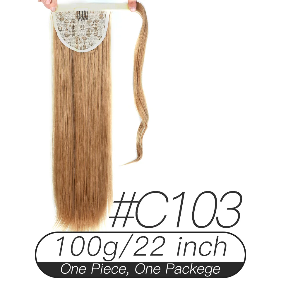 C103 Xnaira афро поддельные волосы пучок кусок блонд длинный прямой шнурок конский хвост Синтетический конский хвост наращивание волос Клип Ins для черного - Цвет: C103