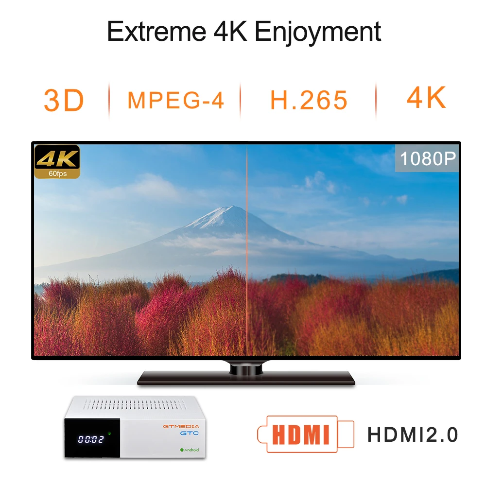 GTmedia GTC приемное устройство DVB S2 C T2 ISDBT Amlogic S905D android 6 0 TV BOX 2 Гб оперативной памяти 16