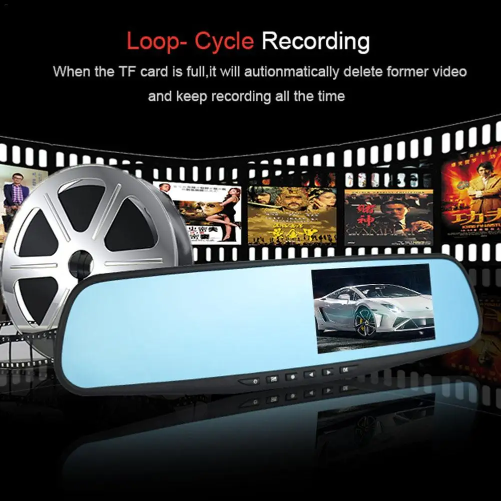  43 Zoll 1080P Auto DVR Kamera Rückspiegel Digital Video Recorder Nachtsicht Dual Objektiv Bild Park