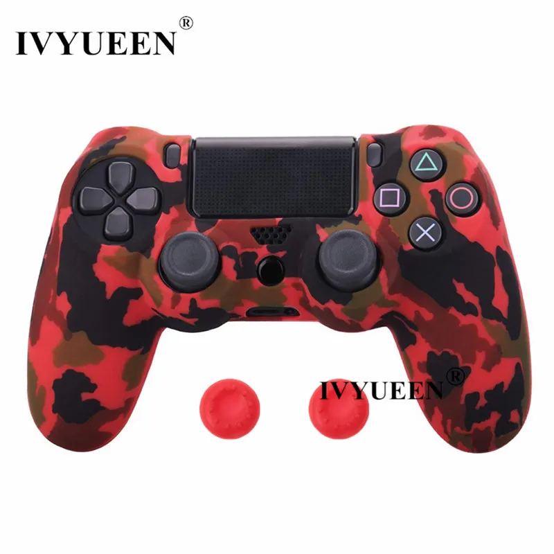 Red Camo IVYUEEN 44 цвета силиконовый Камуфляжный защитный чехол для sony Dualshock 4 PS4 DS4 Pro тонкий контроллер ручки джойстик колпачки - Цвет: Red Camo