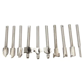 

10PCS 1/8" Mini Shank HSS Titanium Router Bits For Rotary Tool Set