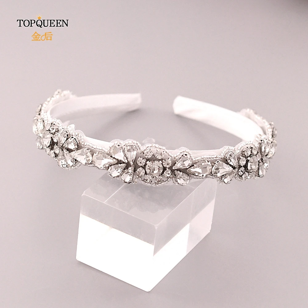 TOPQUEEN S235-FG, свадебные стразы, аксессуары для волос, свадебная тиара, головные уборы, серебряные стразы, головная повязка в стиле барокко - Цвет: white