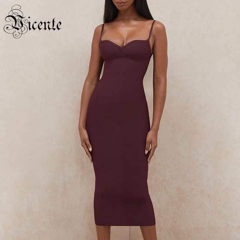 VC All Free Shipping New Trendy Burgundy Slip Dress Sexy V Neck