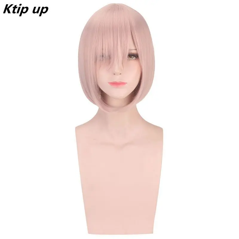 

Ktip Up 12" Pink Short Synthetic Wig Fate/Grand Order Mash Kyrielight Demi-Servant Shielder Cosplay Wig + Wig Cap