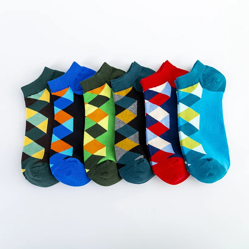 

MODA MULAYA Happy Socks Men/Women Geometric Explosion Color Matching Mix and Match simple Funny Sock Outdoor Sportsman Gifts