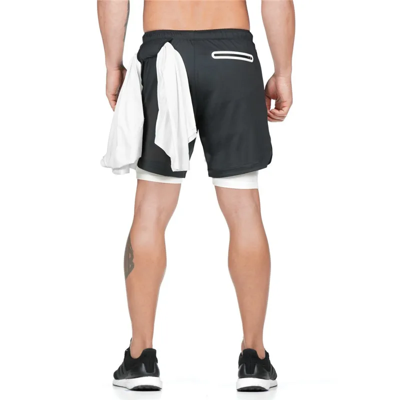 2021 Summer Casual Shorts Men 2 in 1 Sports Jogging Fitness Shorts ...