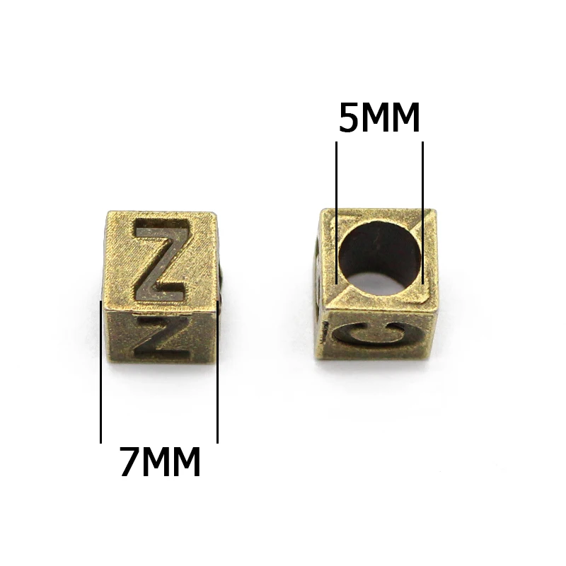 para hacer pulseras Sadingo Abalorios de letras de metal plateado con letra A 18 unidades, 7 mm 