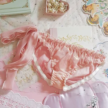 

High quality Panties Japanese soft sister sweet Lolita Lolita Cute girl heart ribbon sexy chiffon lace low waist underwear women