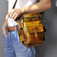 Дизайнерская мужская многофункциональная сумка из натуральной кожи, 8 дюймов, маленькая сумка на ремне, сумка-мессенджер, поясная сумка для мужчин 913-5-g