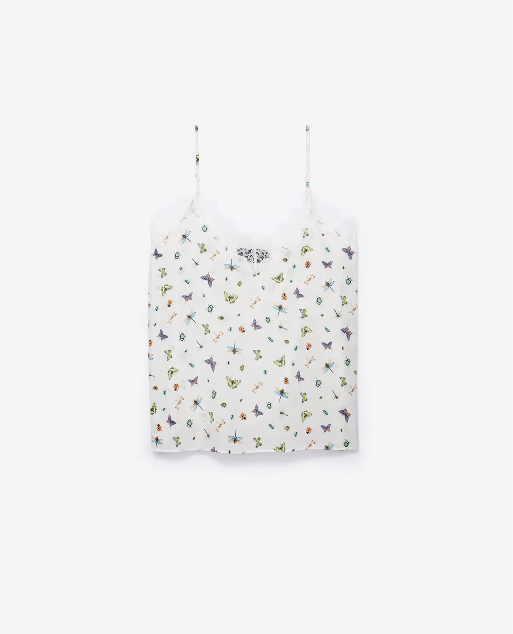 Women Tops Butterfly dragonfly Insect Print Pure Silk Vest