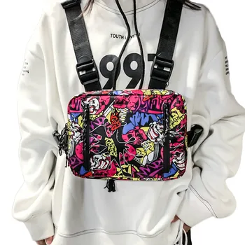 

SHUJIN New Graffiti Hip-Hop Chest Bags For Man Fashion Double Opening Rectangle Women Streetwear Sgraffiti Writer Chest Rig Bag