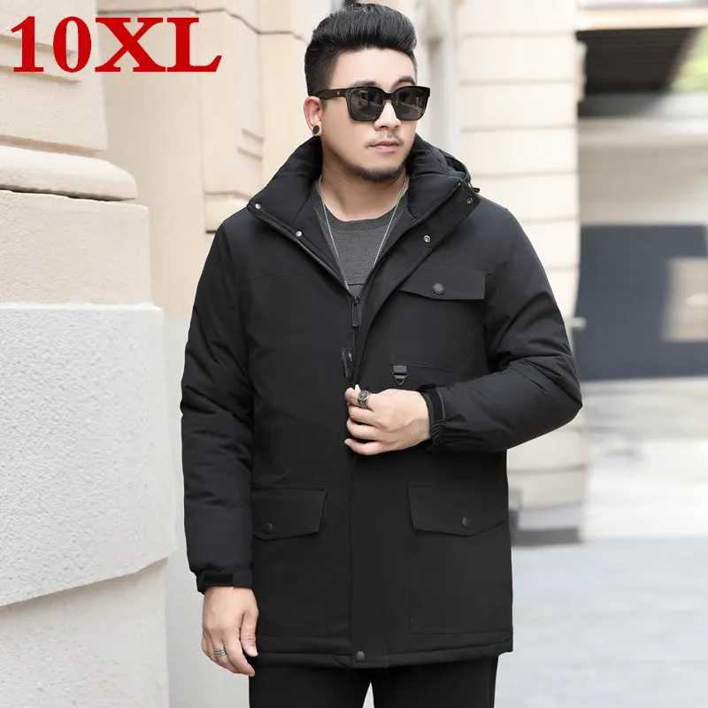 Новинка, большие размеры, 10XL, 9XL, 8XL, брендовая зимняя длинная парка, куртка для мужчин, толстая парка, пальто для мужчин, стеганая зимняя куртка, теплая одежда - Цвет: Черный