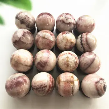 

Drop Shipping 1pc 31-33mm Natural Quartz Stone Meat Pork Stone Sphere Ball Bacon Stone Collection Natural Stones and Crystals
