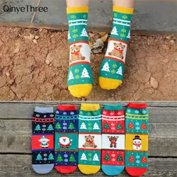 Милые женские рождественские Мультяшные носки с эмоджи Санта-эльф Снеговик Лось медведь счастливые носки Лось забавные зимние женские