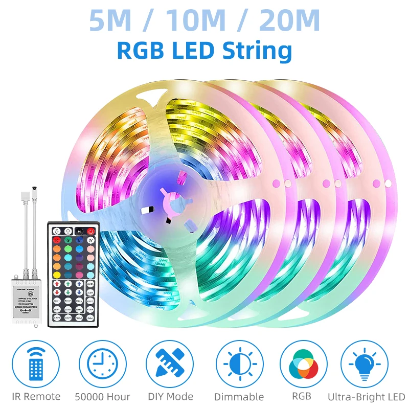 5M / 10M / 20M LED Strip Lights Kit RGB LED Tape Lights with DC12V 44
