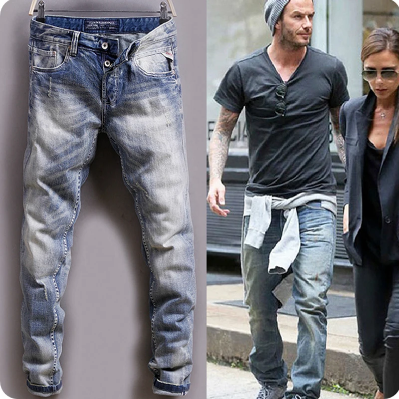 Italian Style Fashion Men Jeans High Quality Retro Classical Jeans Men Button Pants Vintage Designer Basic 1