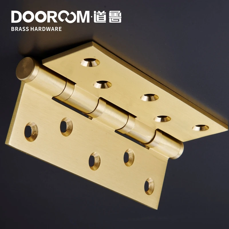 One Piece-Dooroom Brass Thick Bearing Hinges 4"x3"x3mm, 5"x3"x3mm Solid Wood Door American Black Gold Mute Hinges With Screws