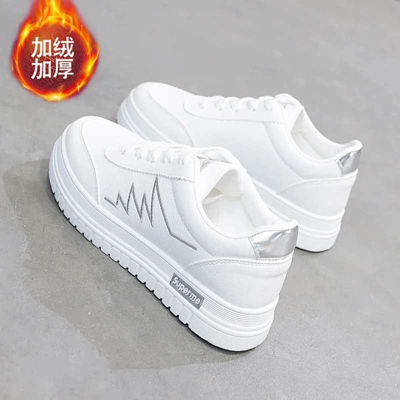

Plus Velvet White Shoes Women's 2019 New Style Autumn & Winter Versatile Korean-style Junior High School Students Shoes Sports I