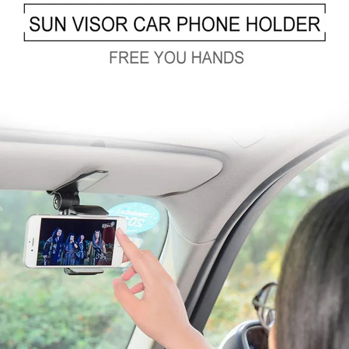 Горячий Солнцезащитный козырек держатель сотового телефона для автомобиля 360 Вращающийся Автомобильный кронштейн для универсальных смартфонов
