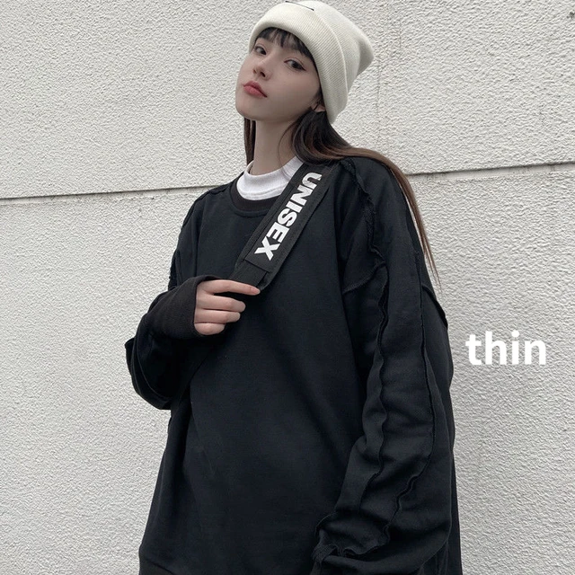 Sudaderas con capucha lisas para mujer, cuello redondo, holgadas, gruesas,  cálidas, estilo coreano, a la moda, suaves, informales, para chicas,  Harajuku de algodón, fáciles de combinar|Sudaderas con capucha y sudaderas|  - AliExpress