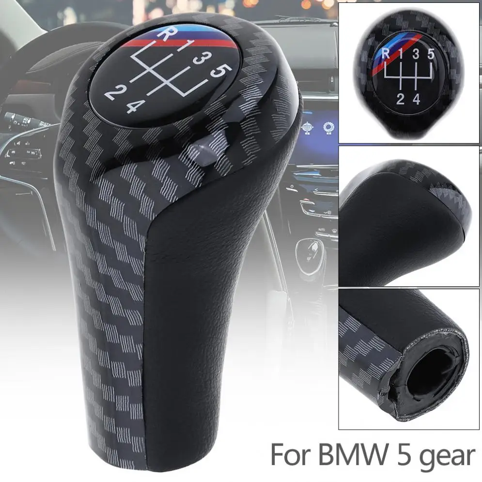 

5 Speed ABS Plastic + Leather Carbon Fiber Car Manual Gear Shift Handball Knob fit for BMW 1 / 3 / 5 / 6 Series / 5 Gear Models