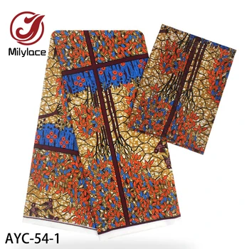 

Nigerian Ankara Fabrics Satin Silk Fabric New African Wax Pattern Design High Quality Silk Fabric for Dress AYC-54
