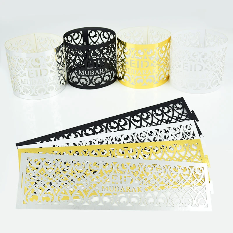 10個イードムバラク装飾ナプキンホルダーゴールドシルバー紙ナプキンリングラマダンのカリームテーブル装飾イスラム教徒のパーティー用品 パーティー用自作デコレーション Aliexpress