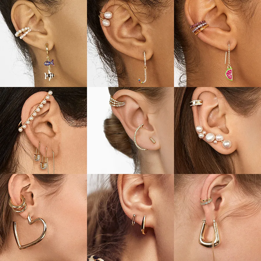 2020 New Pearls Ear Cuffs Non Pierced Cuff Earrings Set For Women Fashion Minimalist Boho Cartilage Small Ear Clip Charm Jewelry Clip Earrings Aliexpress