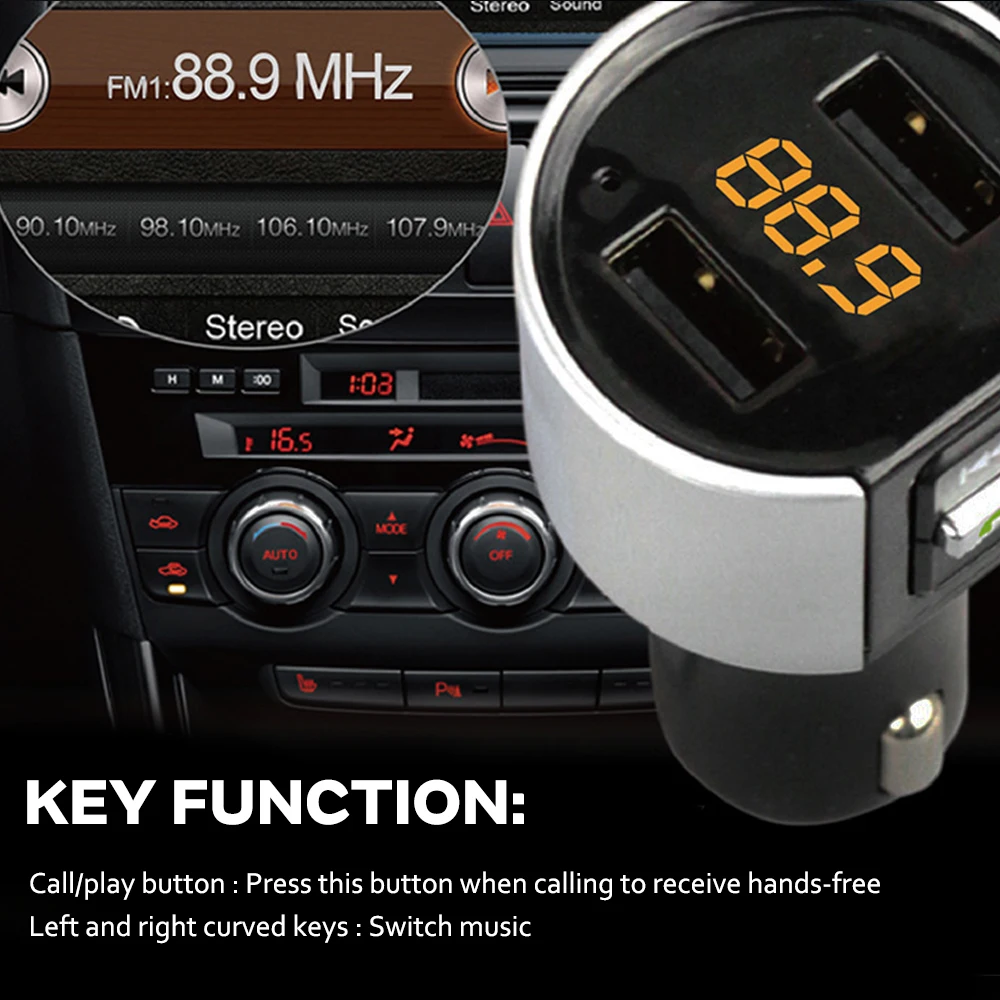 Автомобильный комплект fm-передатчик Bluetooth Радио модулятор передатчик автомобильный MP3-плеер Быстрая зарядка 3.4A Handsfree Dual USB зарядное устройство для телефона