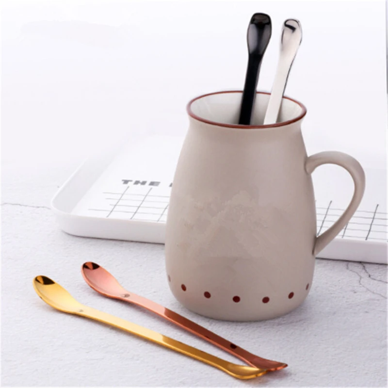 

4Colors Stainless Steel Double Size Coffee Scoop Mixing Spoon For Cocktail Ice Cream Coffee Milkshakes Juice Tea Drink Supplies