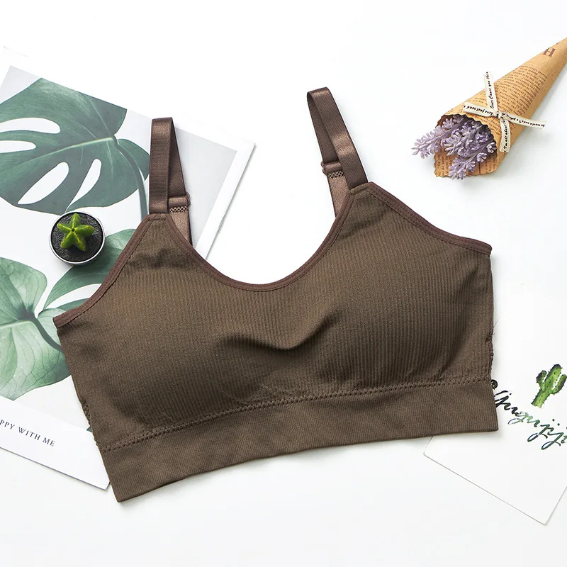 

Sports Top Gym Jogging Running Sports Bra Yoga Push Up Shockproof Underwear Seamless Threaded Chest Pad Topless Female Sport Bra