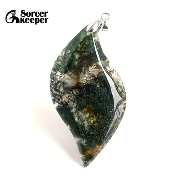 

Real Natural Green Moss Agates Pendant Fashion Druzy Pendant Handmade Gems Stone Pendants For Jewelry Making BD592