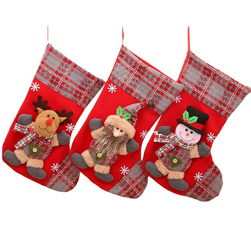 Christmas Stocking Mini Sock Santa Claus Candy Gift Bag Xmas Tree Hanging Decor 