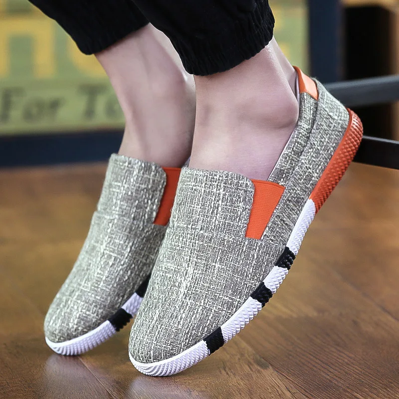 

Canvas Shoes Summer Lazy MEN'S Casual Shoes Korean-style Trend Slip-on Flat Heel Breathable Shoe Old Beijing Cloth Shoes
