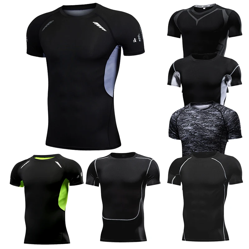 Men's Running Compression Tshirts Quick Dry Soccer Jersey Fitness Tight Sportswear Gym Sport Short Sleeve Shirt Breathable
