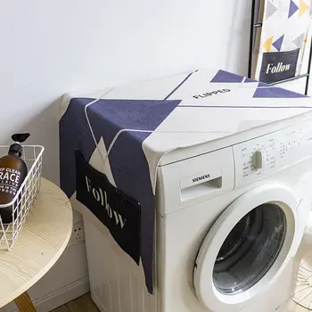 

Simple Cotton Linen Art Drum Washing Machine Cover Cloth Single Door Refrigerator Cover Towel Dust Cover Sunscreen Cover y