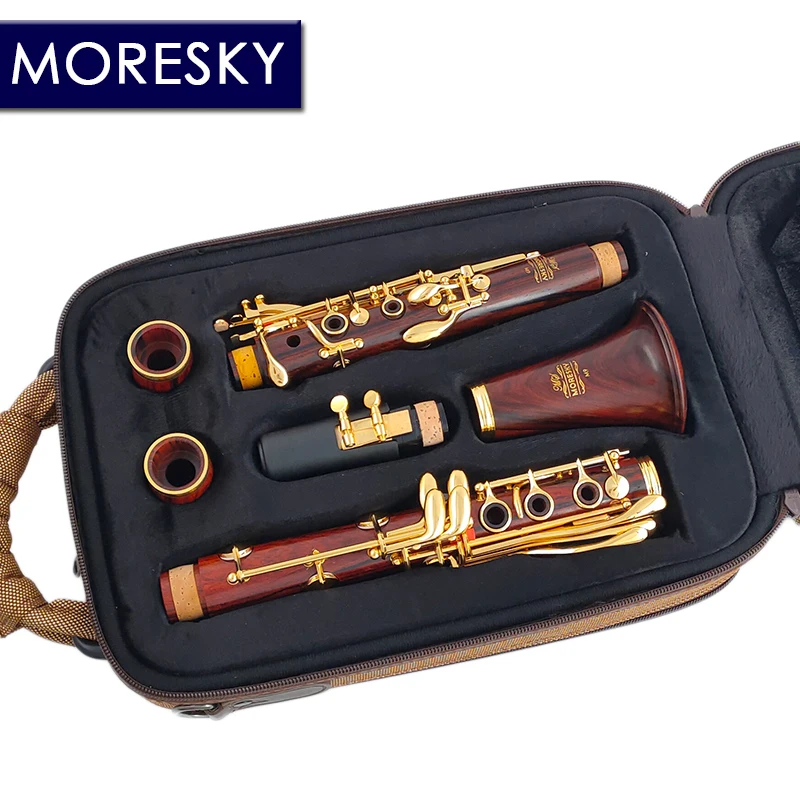 MORESKY Cocobolo Wood Professional Clarinet Bb Redwood Golden Plated Keys Sib Klarnet M9&middot;ES