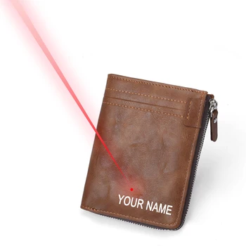 

Personalised Wallet Man's RFID PU Wallet Free Engraving Name Casual Money Case For Male Classic Fashion Card Holder Change Purse