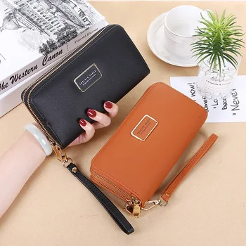 

2020 High Quality Double Zipper Wallet Ladies Long Large Capacity Clutch Double Wallet Korean Wallet Change Mobile Phone Bag