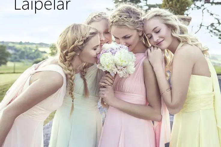 New Fashion Cheap Halter Criss-Cross Sexy Chiffon Wed-ding Party Brides,maid Dresses With Different Colors Vestito Damigella